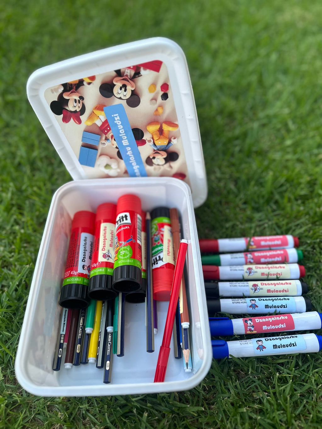 Personalised 2L Stationery Storage Tub (Waterproof Label)